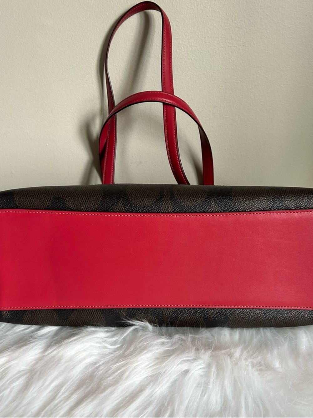 Coach Station Walnut Red Signature Canvas Leather Shoulder Bag Excellent - Picture 3 of 10